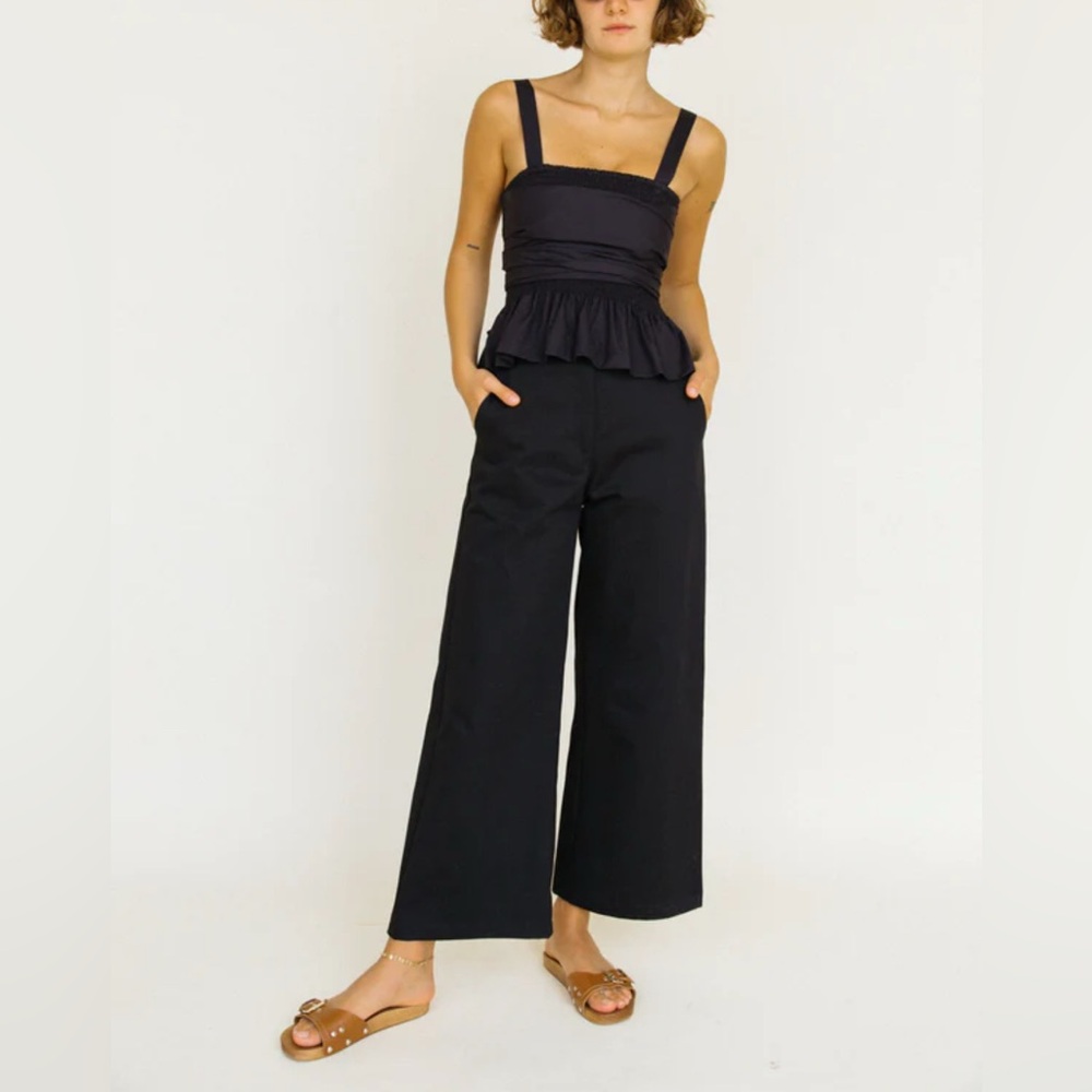 Ciao Lucia Black Wide-Leg Cropped Trousers